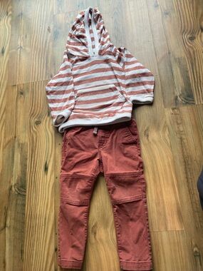 Cat & Jack Rust Striped Hoodie with Rust Red Twill Pants